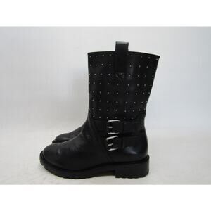 Banana Republic Womens Sz 6.5 M Black Leather Buckle Studded Ankle Fashion Boots